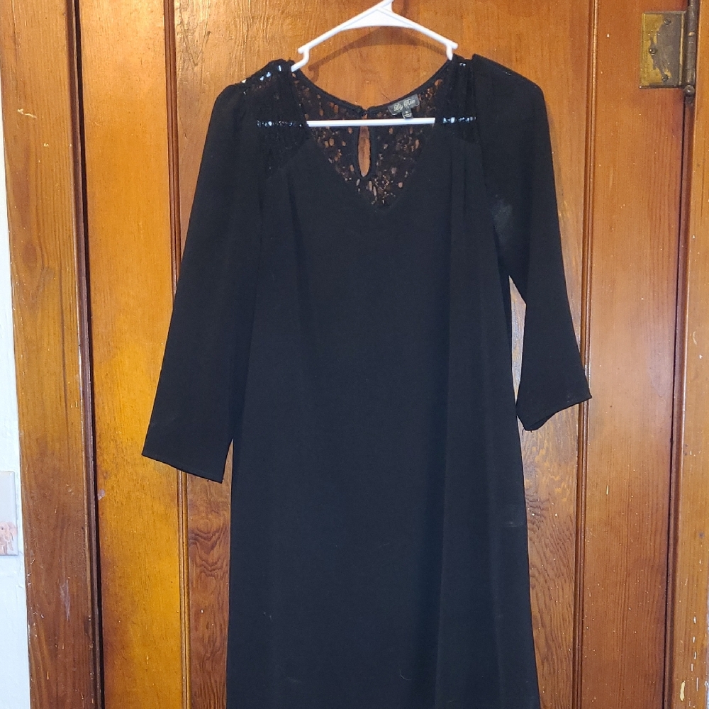 Lily Rose Black Long Sleeve Dress with Lace